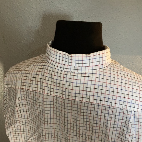 Nautica casual dress shirt red black blue checkered clean white button up - Picture 7 of 8